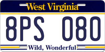 WV license plate 8PS080