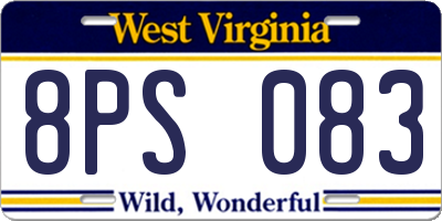 WV license plate 8PS083