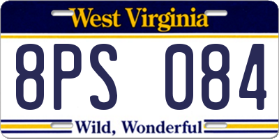 WV license plate 8PS084