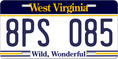 WV license plate 8PS085