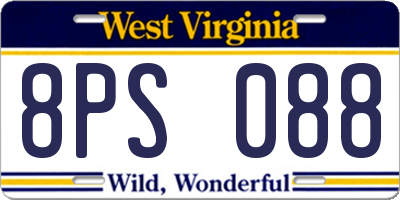 WV license plate 8PS088