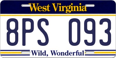 WV license plate 8PS093