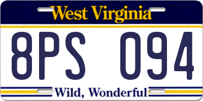WV license plate 8PS094