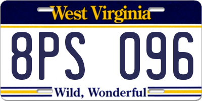 WV license plate 8PS096
