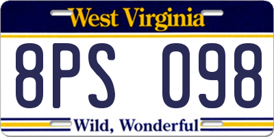 WV license plate 8PS098