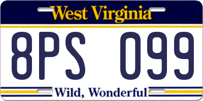 WV license plate 8PS099