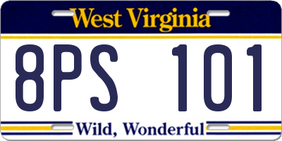 WV license plate 8PS101