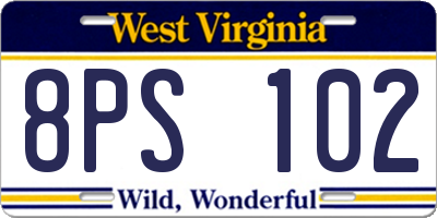WV license plate 8PS102