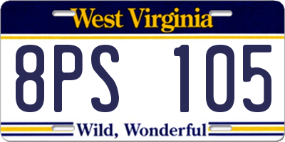 WV license plate 8PS105