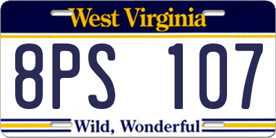 WV license plate 8PS107