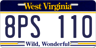 WV license plate 8PS110