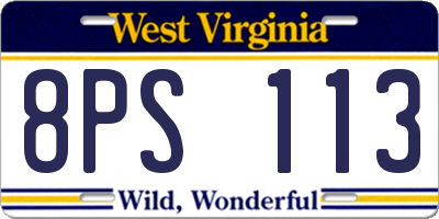 WV license plate 8PS113