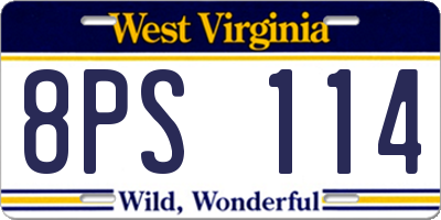 WV license plate 8PS114
