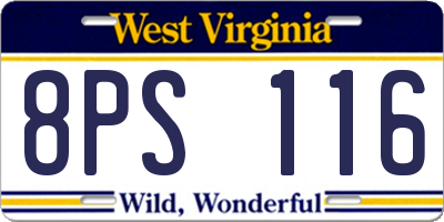 WV license plate 8PS116