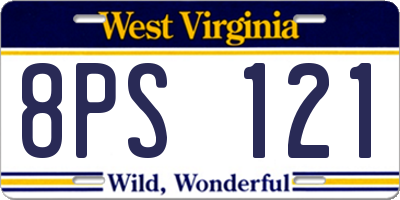 WV license plate 8PS121
