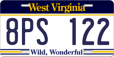 WV license plate 8PS122