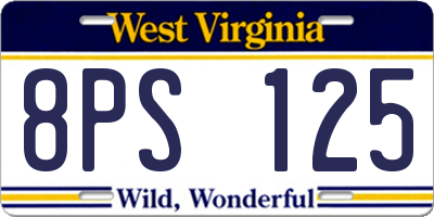 WV license plate 8PS125