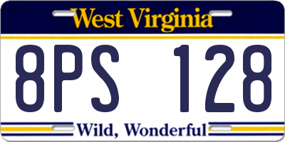 WV license plate 8PS128