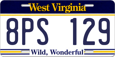 WV license plate 8PS129