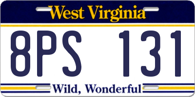 WV license plate 8PS131
