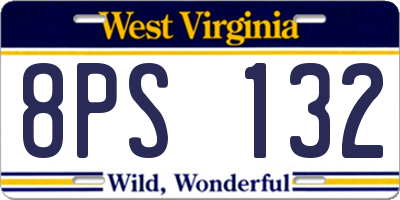 WV license plate 8PS132