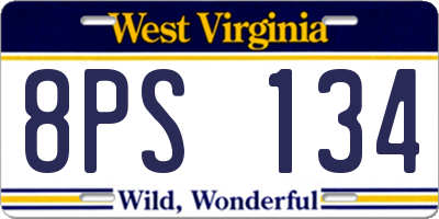 WV license plate 8PS134