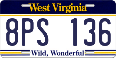 WV license plate 8PS136