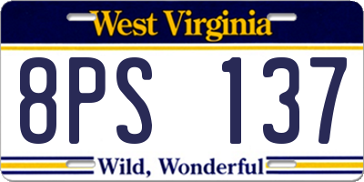 WV license plate 8PS137