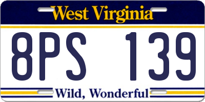 WV license plate 8PS139