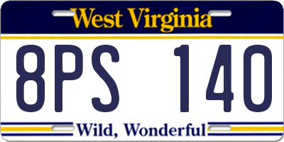 WV license plate 8PS140