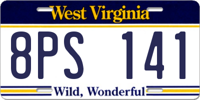 WV license plate 8PS141