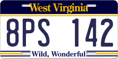 WV license plate 8PS142