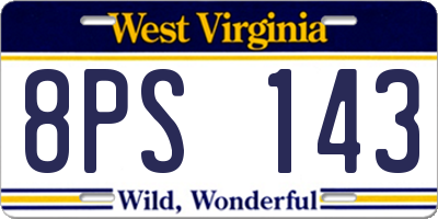 WV license plate 8PS143
