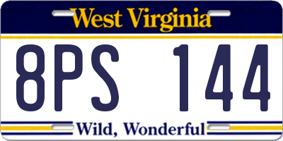 WV license plate 8PS144