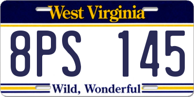 WV license plate 8PS145