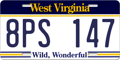 WV license plate 8PS147