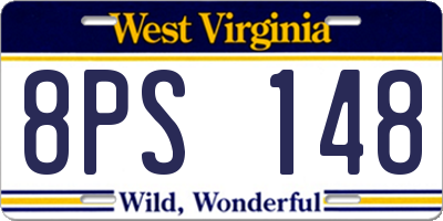 WV license plate 8PS148