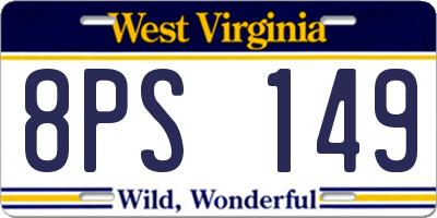 WV license plate 8PS149