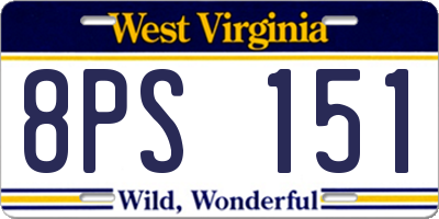 WV license plate 8PS151