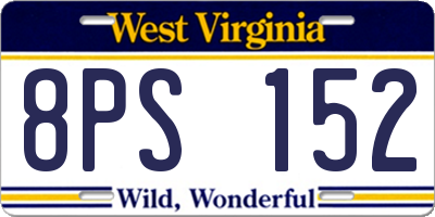 WV license plate 8PS152