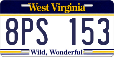 WV license plate 8PS153
