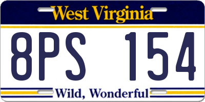 WV license plate 8PS154