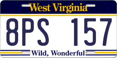 WV license plate 8PS157