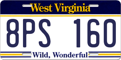 WV license plate 8PS160