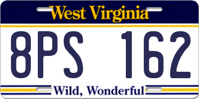 WV license plate 8PS162