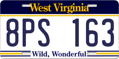 WV license plate 8PS163