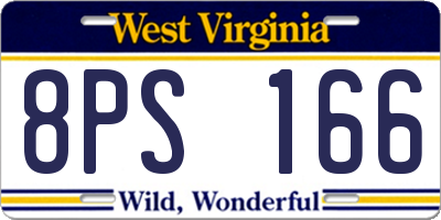 WV license plate 8PS166