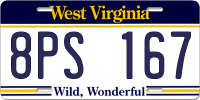 WV license plate 8PS167
