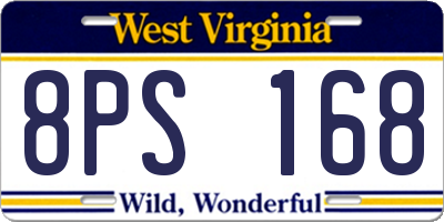 WV license plate 8PS168