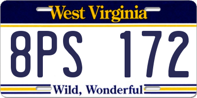 WV license plate 8PS172